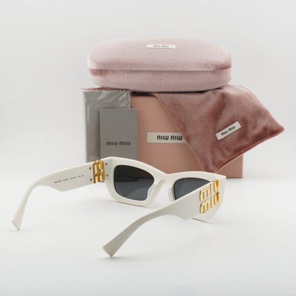 Miu Miu MU09WS 1425S0 Cat Eye Sunglasses – White/Dark Grey main image 10